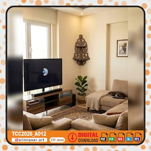 2-Tier Corner Shelf Laser Cut File, Ornate Fretwork Design (Digital Download)