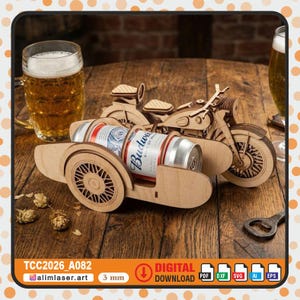 3D Motorcycle Sidecar Beer Can Holder Laser Cut Plan (Digital Download)