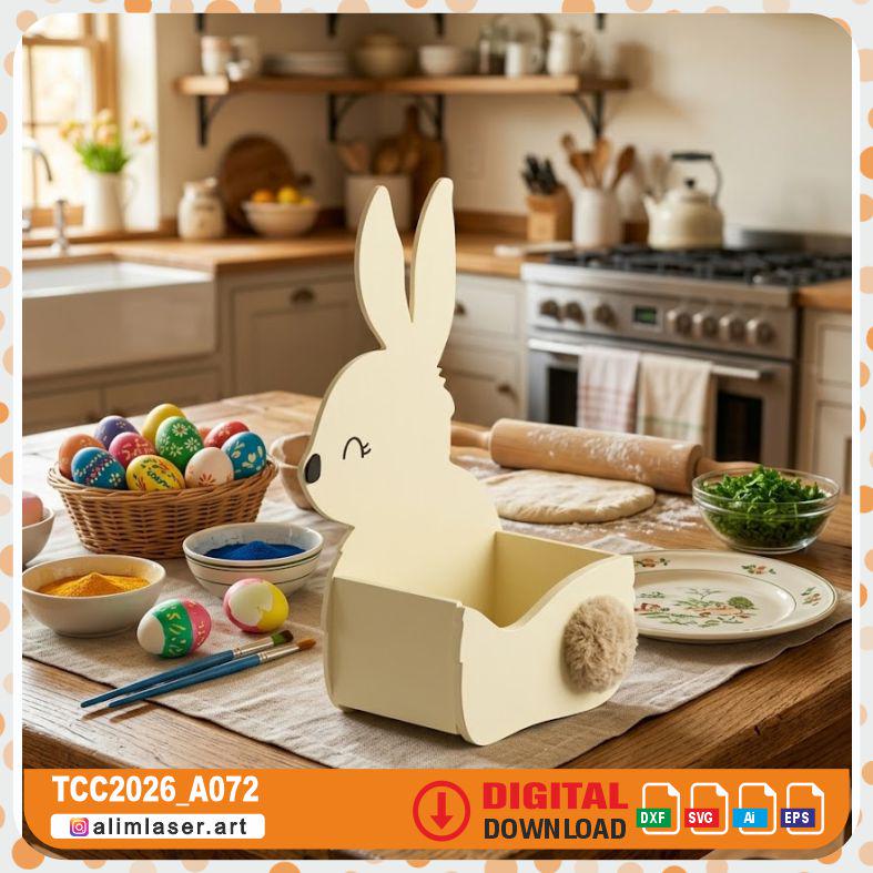 Easter Bunny Candy Box Laser Cut File, 3mm Wood Treat Basket SVG ...