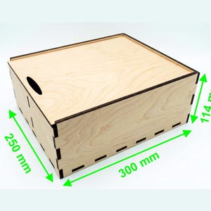 Scatola portadocumenti in legno tagliata al laser, schema per organizer con coperchio scorrevole (download digitale)