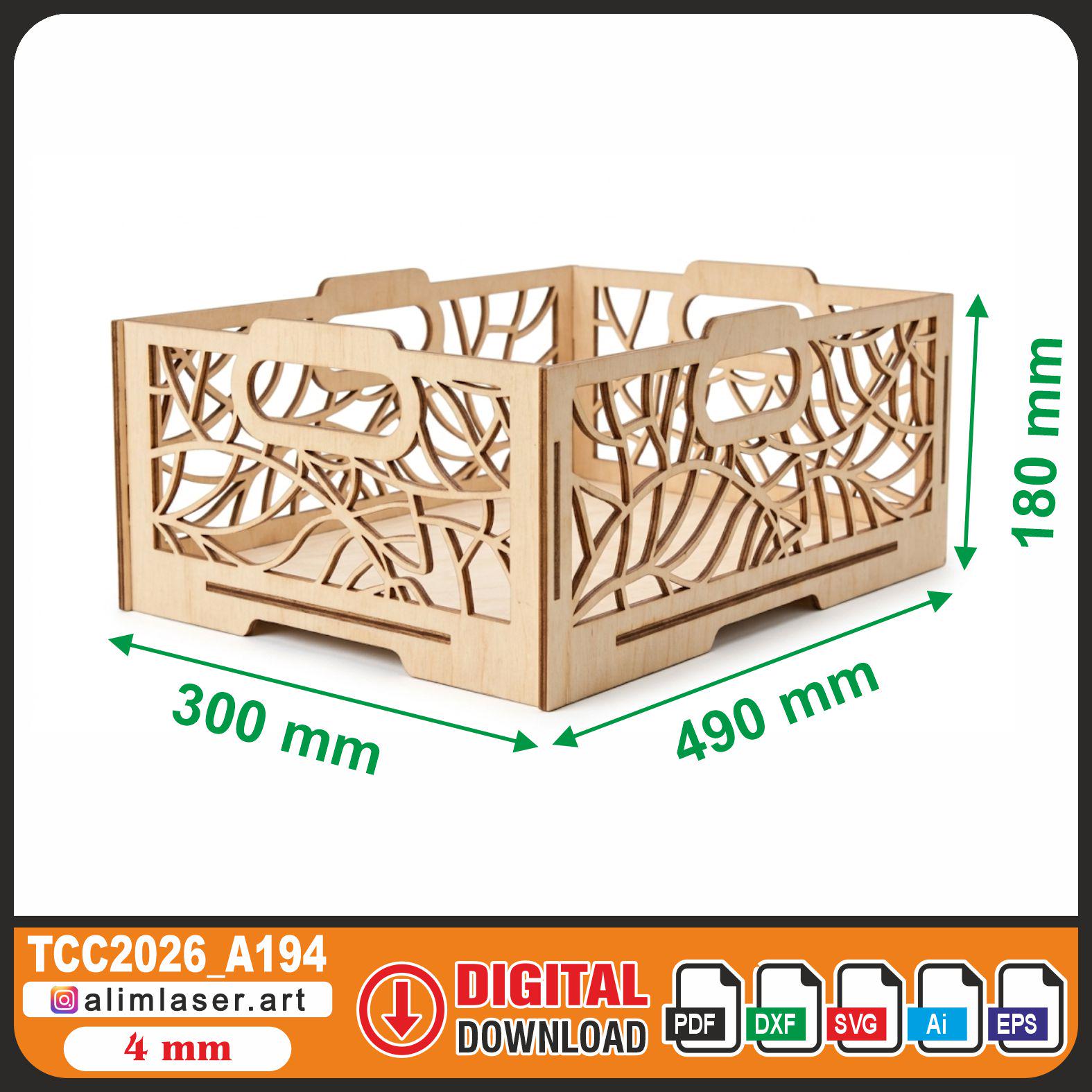 Laser Cut Crate SVG Stackable Storage Box DXF Vector Files 4mm (digital ...