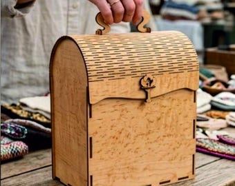 Wooden Handbag Laser Cut File, Living Hinge Box Svg (Digital Download)