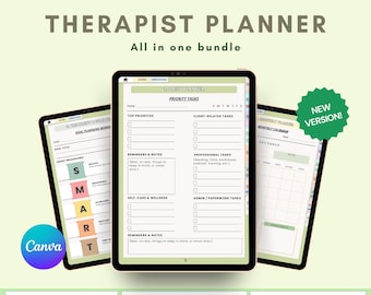 Agenda numérique pour thérapeute 2026-2027 : journal de thérapie, feuilles de travail pour le counseling, outils de travail social, Goodnotes, Notability, modèle Canva.