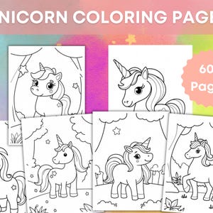 Einhorn Malvorlagen für Kinder | Druckbares Einhorn Malbuch | Niedliche & mutige Einhornblätter | Mädchen-Aktivitätsseiten | 8,5x11 PDF