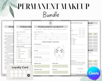Permanent Make-up Formen Bündel | Bearbeitbare PMU-Einverständniserklärung & Nachsorgevorlage Digitaler Download