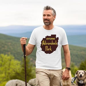 Adirondack Park Mountain Tee, ADK Unisex Shirt, Upper New York State Hiking Nature Tshirt, Heavy Cotton Top, Mountains Outdoor Adventure