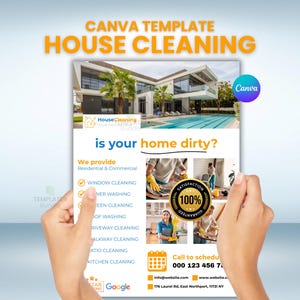 House Cleaning Services Flyer Template | Canva Editable | Cleaning Business Marketing | Home Clean Service Flyer | Instant Download