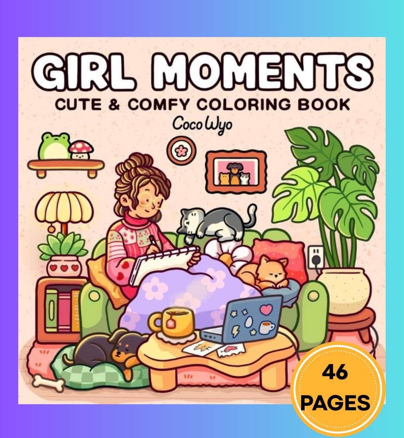 Girl Moments Libro para Colorear para Adolescentes y Adultos – 46 páginas acogedoras y tiernas | Descarga instantánea en PDF