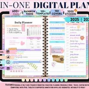 All-in-One Digital Planner 2025, 2026, 2027, Digital Planner, Digital Journal, Digital Goodnotes Template, Weekly, Daily Planner, Notability