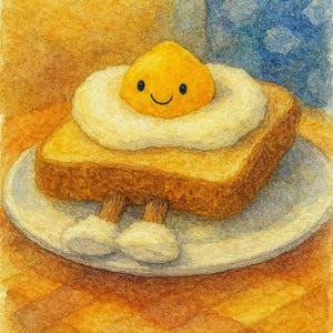 Jellycat inspiriertes A4 Poster - Ei auf Toast