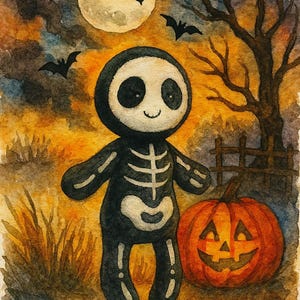Jellycat inspiriertes A4 Poster - Skelett