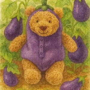 Jellycat inspiriertes A4 Poster - Aubergine Bär