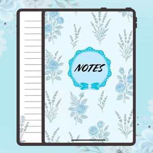 Blue Floral Digital Notebook: Lined Pages for Goodnotes, iPad (PDF Download, 6x8&quot;)