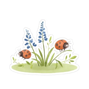 Nature-Themed Kiss-Cut Stickers, Cute Ladybug and Flower Decals for Journals, Laptops, Scrapbooking, Gifts, Kids&#39; Decor