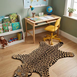 Hand-Tufted Faux Leopard Rug | Plush Animal Print Statement Carpet, Safari Decor