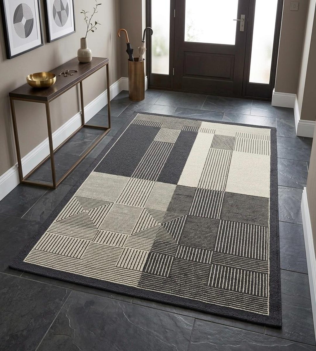 Elevate Your Space With the Monochrome Maze: Hand-tufted Geometric Area ...