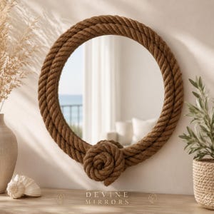 Sailor's Knot Mirror, Boho Rope Wall, Rustic Handmade Decorative, Natural Accent