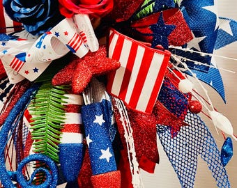 Fourth Of July Lantern swag, entryway decor, door decor