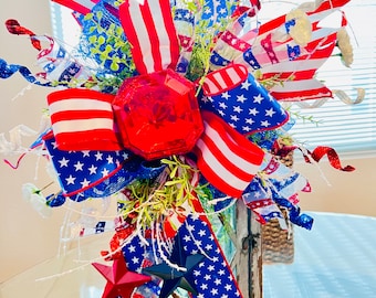 Patriotic floral lantern swag, 4th of July decor, home decor