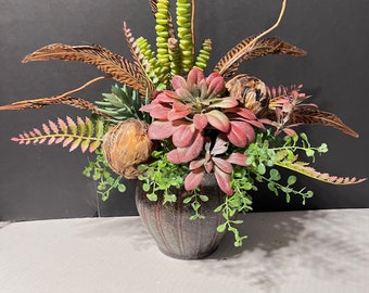 Faux Succulent floral arrangement, home decor or office decor