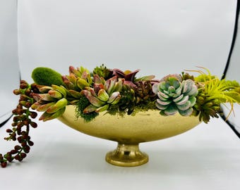 Faux succulent centerpiece for home or office.