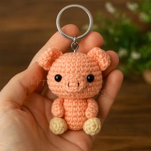 Pig Crochet Pattern PDF, Cute Amigurumi Piglet Keychain Tutorial, Easy Animal Plush DIY, Beginner Pig Toy Pattern, Small Pig Gift