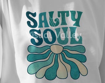 Salty Soul PNG: Retro Ocean Beach Design for Sublimation (Digital Download)