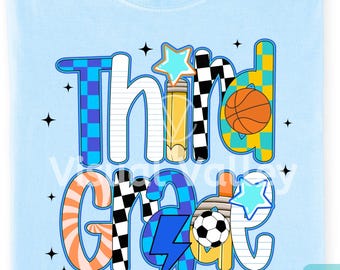 Back to School Boy PNG: Third Grade Shirt Design (Digital Download)