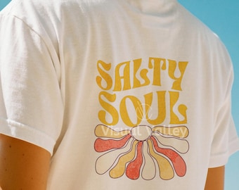 Salty Soul Sunset Tee Design: Retro Beach Vibes PNG (Digital Download)