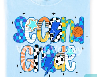 Second Grade Shirt PNG: Back to School Boy Sublimation File (Digital Download)