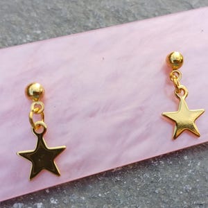 18k Gold Plated Star Drop Studs | Everyday Jewellery | Celestial Star Charm | Minimalist Gift For Her