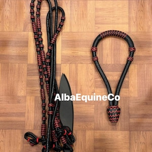 Western Black/Red Rommel Reins With Bosal