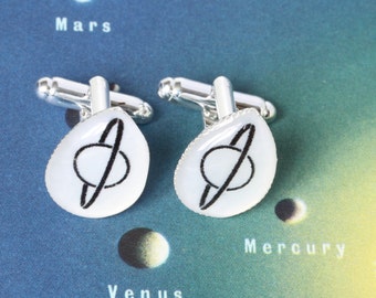 Saturn Cufflinks, stargazer cufflinks, Space cufflinks, gifts for stargazers, star gazer cufflinks, Lunar cufflinks, Planet cufflinks
