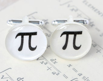 Handgemachte Manschettenknöpfe, Geschenke für Wissenschaftler, Geschenke für Wissenschaftler, Wissenschaft Manschettenknöpfe, Pi Manschettenknöpfe, Manschettenknöpfe für Lehrer, Geschenke für Wissenschaftler, Geek Geschenke