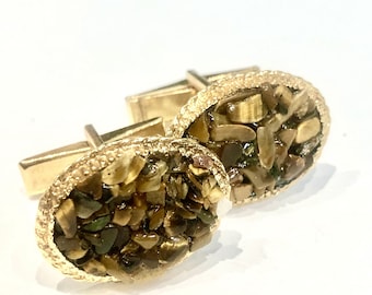 Tigers Eye Cufflinks, Vintage Cufflinks, Semi Precious Cufflinks, Lux Cufflinks, Designer Cufflinks, Handmade Cufflinks, Crystal Cufflinks