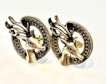 Rare Vintage Cufflinks, Swank Cufflinks, Stag Cufflinks, Deer Cufflinks, Retro Cufflinks, 1960s Cufflinks, Retro Cufflinks