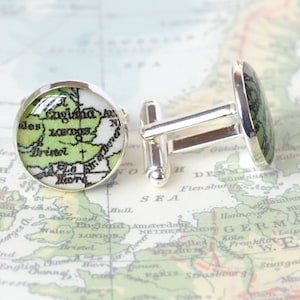 Kaartmanchetknopen, zilveren manchetknopen, manchetknopen Londen, manchetknopen kaart Londen, gepersonaliseerde manchetknopen, cadeaus voor hem, cadeaus vader, cadeau voor vader