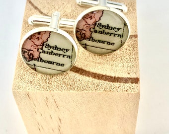 Australië manchetknopen, Australische manchetknopen, manchetknopen Melbourne, manchetknopen Canberra, manchetknopen Sydney, cadeaus voor mannen, gepersonaliseerde manchetknopen