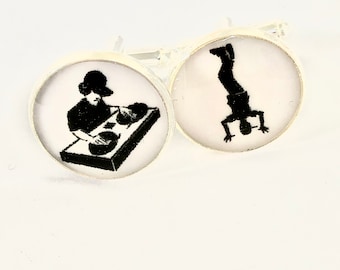 Music Manchetknopen, manchetknopen Music Decks, Break Dance-manchetknopen, Jazz Hands Cufflinsk, urban manchetknopen, Stag Party-manchetknopen, DJ-manchetknopen,