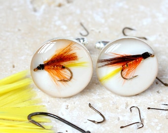 Angling Cufflinks, Fly Fishing Cufflinks, Fishing Cuff Links, Cufflinks, Fishing Fly cufflinks, Fishing lure cifflinks, Gifts for fishermen