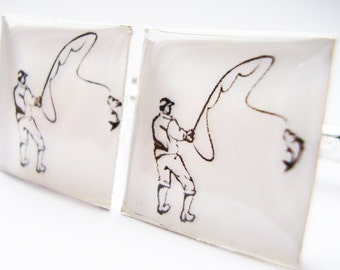Fishing Cufflinks,  Fishing cuff-links, Silver Cufflinks, Angling Cufflinks, Cufflinks for Men, Cufflinks for Fishermen, Sport Cufflinks