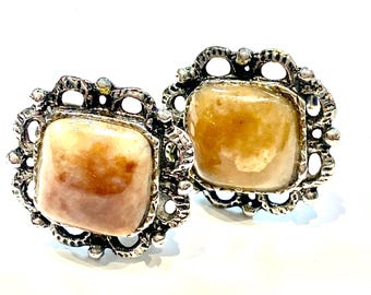 Rare Vintage Cufflinks, Retro Cufflinks, Semi Precious Cufflinks, Designer Cufflinks, 1960s Cufflinks, 1970s Cufflinks, Agate Cufflinks,