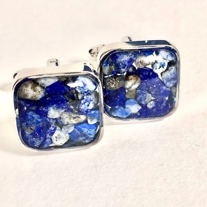 Lapis Lazuli Cufflinks, Blue Cufflinks, Semi Precious Cufflinks, Lux Cufflinks, Designer Cufflinks, Handmade Cufflinks, Crystal Cufflinks