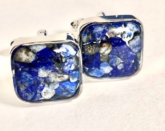 Lapis lazuli-manchetknopen, blauwe manchetknopen, halfedelstenen manchetknopen, Lux-manchetknopen, designer-manchetknopen, handgemaakte manchetknopen, kristallen manchetknopen