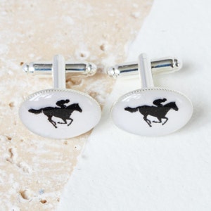 Horse Riding Cufflinks, Horse Cufflinks, Horse Racing Cufflinks, Sport Cufflinks, Silver cufflinks, dad cufflinks