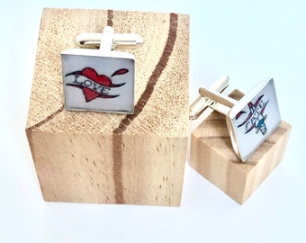 Cufflinks, cuff links, Best Man gifts, Tattoo cufflinks, Best Man presents, Present for Best Man, gifts for Best man, Presents for Best man