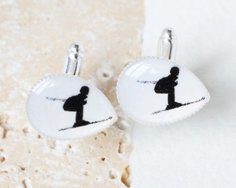 Skiing Cufflinks, Skiing gifts, Skiing Presents, Sport Cufflinks, Gifts for Skiers, Presents for Skiers, Silver cufflinks, dad cufflinks