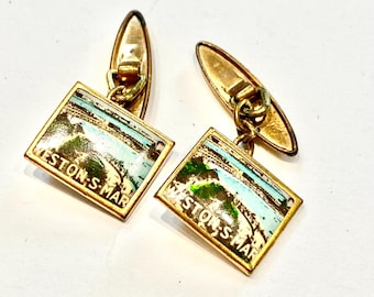 Rare Vintage Cufflinks, Tourist Cufflinks, Weston Super Mare Cufflinks, British Seaside Cufflinks, Brass Cufflinks, Retro Cufflinks,
