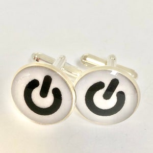 Power icon cufflinks, Power on/off Cufflinks, Power Button Cufflinks, Techno cufflinks, gifts for him, Computer cufflinks, IT cufflinks