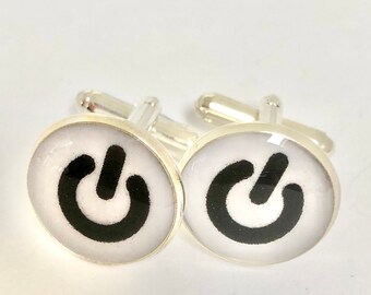 Power icon cufflinks, Power on/off Cufflinks, Power Button Cufflinks, Techno cufflinks, gifts for him, Computer cufflinks, IT cufflinks